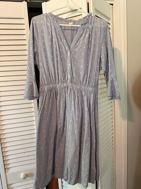 Old Navy Light Blue Button-Front Long Sleeve Dress